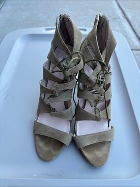 Victoria secret suede moss green tie up heels